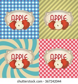 four types of retro textured labels for apple products eps10