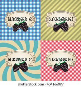 four types of retro textured labels for blackberries eps10