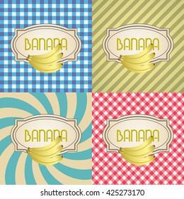 four types of retro textured labels for banana eps10
