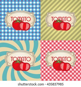 four types of retro textured labels for tomato eps10