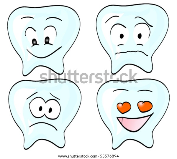 Four Types Teeth Various Emotions Love Stock Vector (Royalty Free) 55576894