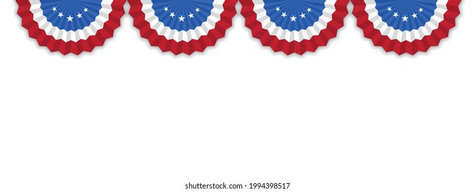 Four US Flag  isolated on white background with room for your text. Illustrator Vector Eps 10.
