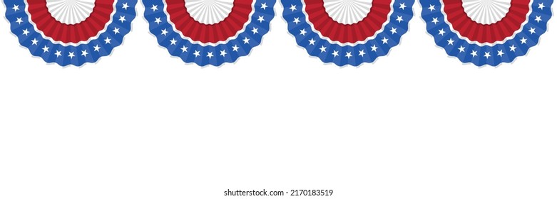 Four US Flag  isolated on white background with room for your text. Illustrator Vector Eps 10.