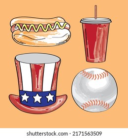 four usa culture set icons