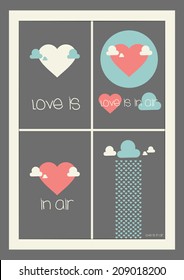 Four valentine days card. Love is in air. vector illustration