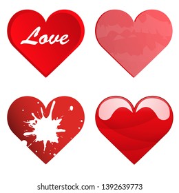 four valentine or mothers day special love hearts collection isolated on white background