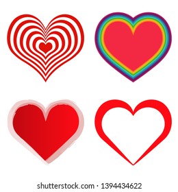 four valentine or mothers day special love hearts collection isolated on white background