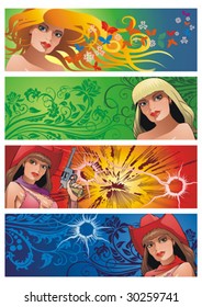 Four variants banners for use in web design.