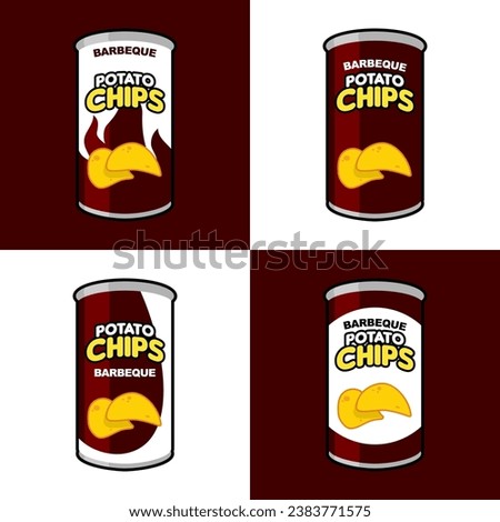 four variants barbeque potato chips can packages