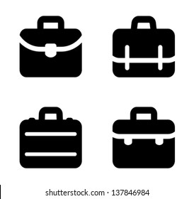 Four variants of briefcase icon