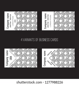 Four variants of business cards.  Vector design. 