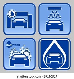 Four variants car wash icons set.