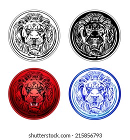 Four variants of a heraldic lion image. Can be used as a tattoo.