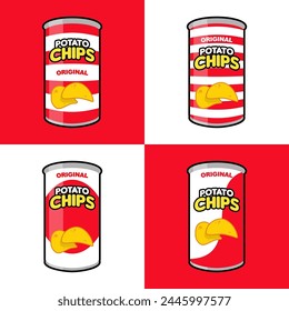 four variants original potato chips can packages