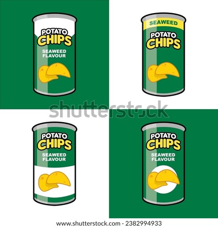 four variants seaweed potato chips can packages