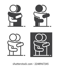 Four variations of a hug, vector, icon.