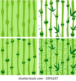 Four variations, in various levels of detail of an upbeat and happy SEAMLESS bamboo background.  Very handy for illustrations dealing with spas, salons, etc.