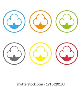 Four variations of vector cotton symbol featuring two color versions and two black and white silhouette versions