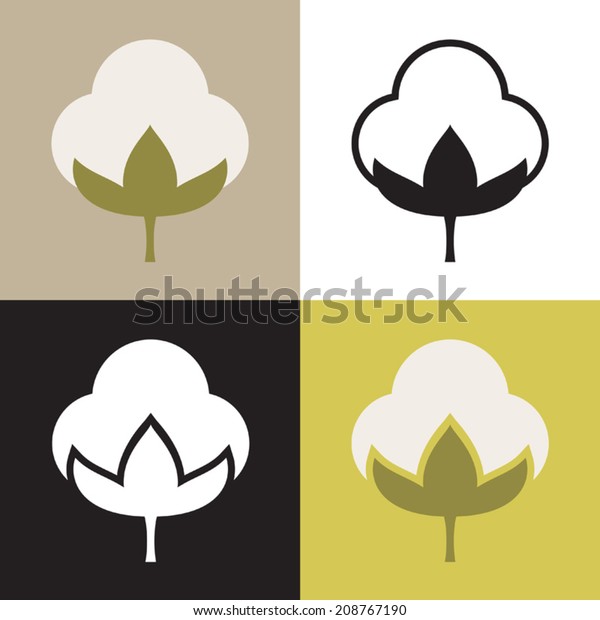 Four Variations Vector Cotton Symbol Featuring Stock Vector (Royalty ...