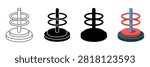 Four variations of a vertical ring toss game icon featuring circular shapes and a central post in different graphic styles