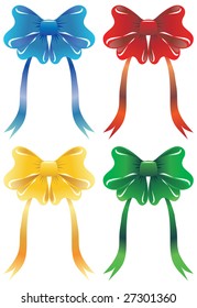 Four varicolored bows in vector