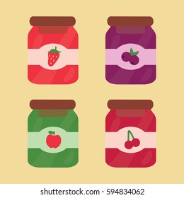 Cute jars with jam Stock Vector by ©ffffffly 111802888