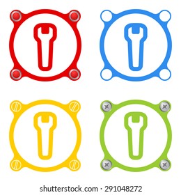 Four vector abstract circular icons and spanner