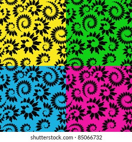 four vector abstract seamless floral backgrounds