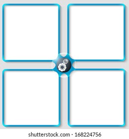 four vector associated text frames with cogwheels