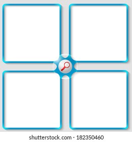 four vector associated text frames with magnifier