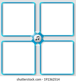 four vector associated text frames with music icon