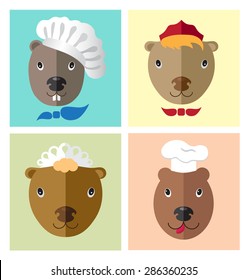 Four vector avatars depicting beavers as people.