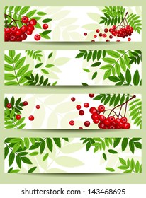 Four vector banners with rowan branches (468x120px).