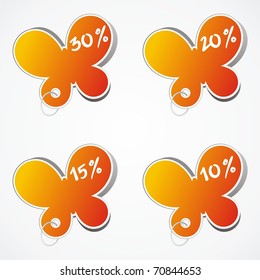 Four Vector blank sales tags on white background. Vector illustration