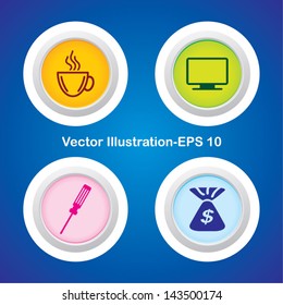 Four Vector Buttons with Very Useful Web Icons