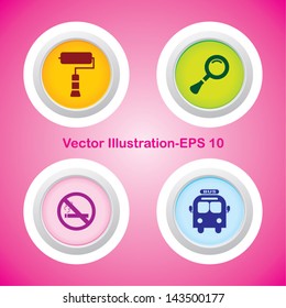 Four Vector Buttons with Very Useful Web Icons