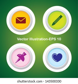 Four Vector Buttons with Very Useful Web Icons