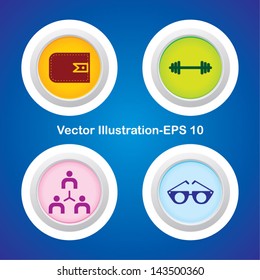 Four Vector Buttons with Very Useful Web Icons
