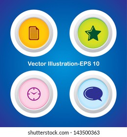 Four Vector Buttons with Very Useful Web Icons