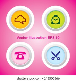 Four Vector Buttons with Very Useful Web Icons