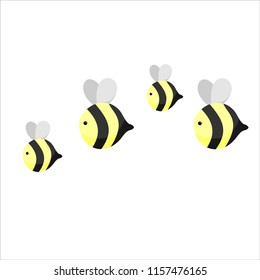 Four vector cartoon bees