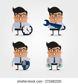 Four Vector Cartoon Businessmen