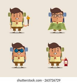 Four Vector Cartoon Scouts