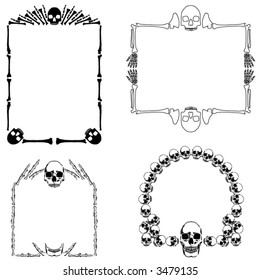 Four vector decorative borders made of bones and skulls