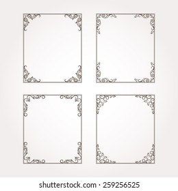 Four vector decorative floral frames. Set of page decorations