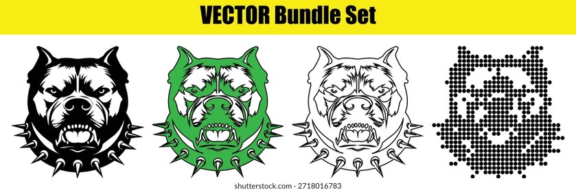 Four vector dog head designs