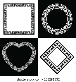 Four Vector Greek Key Border Frame Shapes