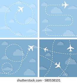 Four vector illustration with flight planes.