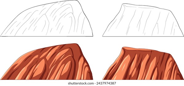 Four vector illustrations of geological rock layers