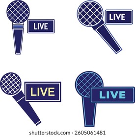 Four Vector Illustrations of Live Streaming Microphones